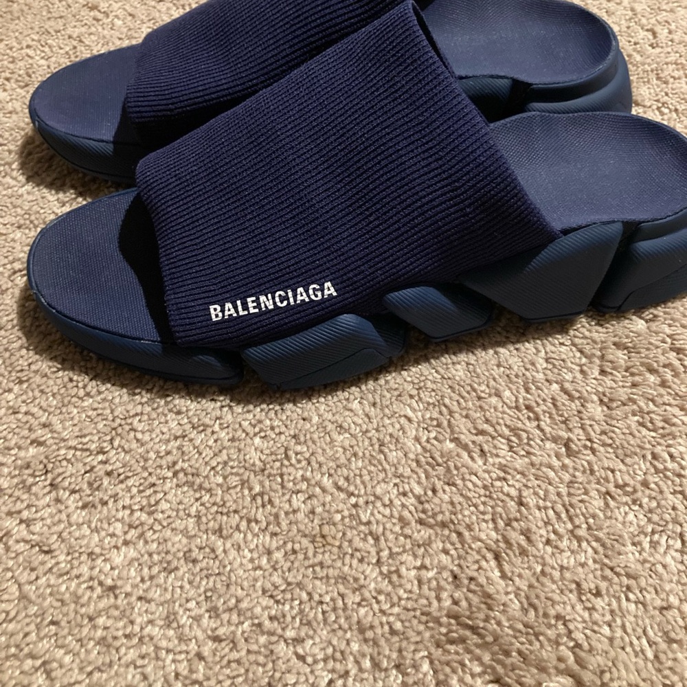 Balenciaga Men's Navy Slide Sandals